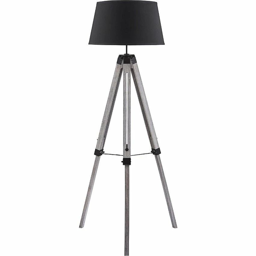 Coupon â ATHM Design Lampadaire ASHER Noir - abat jour Tissu pieds Bois đ„°