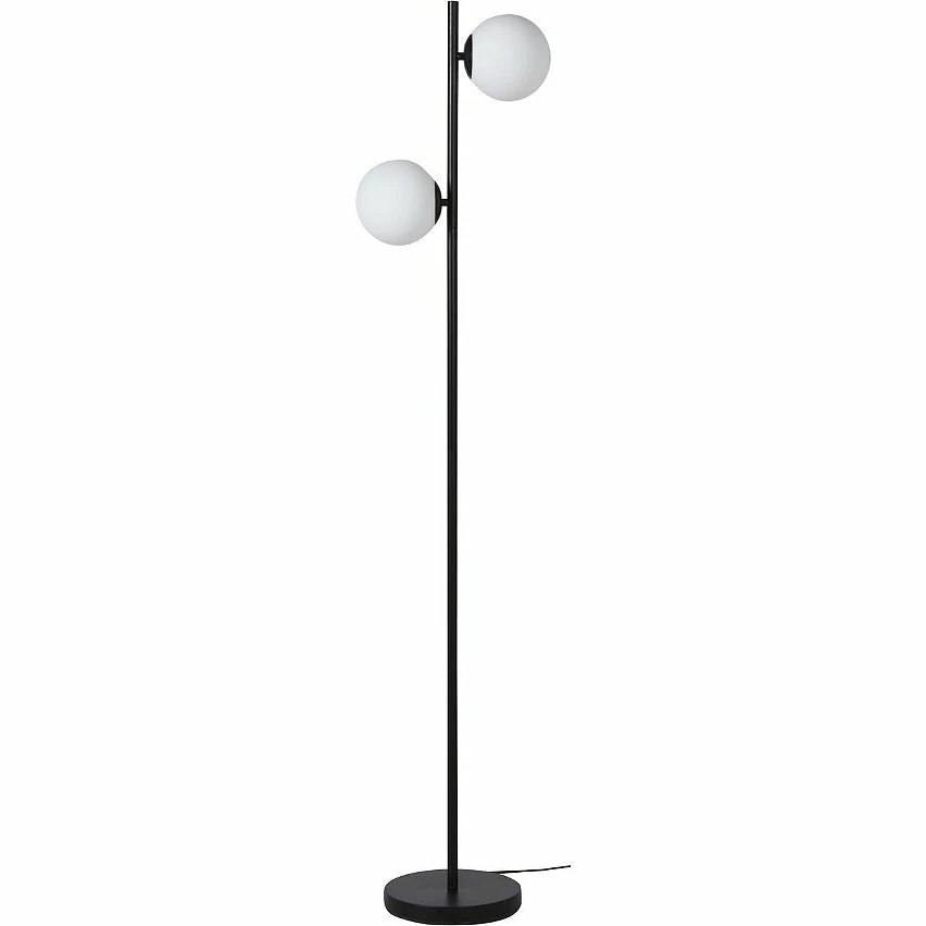 Budget 🥰 ATHM Design Lampadaire RETRO Noir - abat jour verre pieds metal brossé 🧨